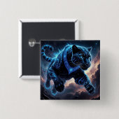 Mystisches Schwarzes Panther mit leuchtenden Muste Button (Vorne & Hinten)