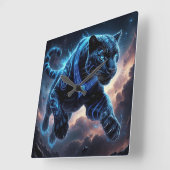 Mystisches Schwarzes Panther mit leuchtenden Muste Quadratische Wanduhr (Winkel)