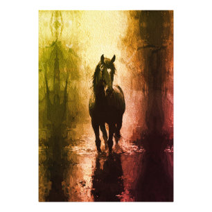Mystisches Schwarzes Pferd - Dunkle Fantasie Pferd Fotodruck