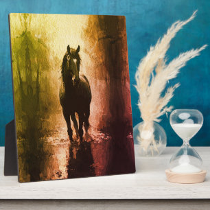 Mystisches Schwarzes Pferd - Dunkle Fantasie Pferd Fotoplatte