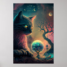 Mystisches Schwarzkatzenposter | Hexenkunst 3