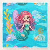 Mystisches Sirenendesign Glasuntersetzer (Vorderseite)