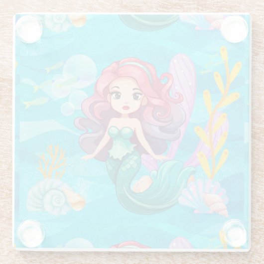 Mystisches Sirenendesign Glasuntersetzer (Rückseite)