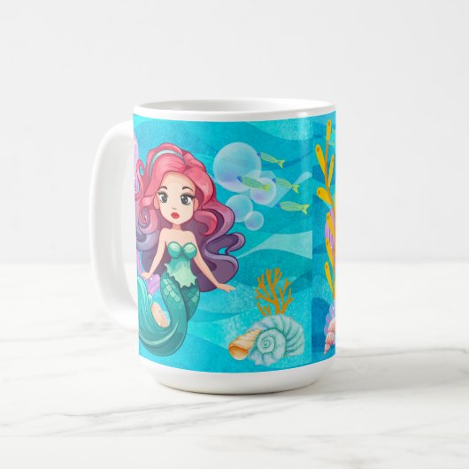mystisches Sirenendesign Kaffeetasse (Vorderseite Links)