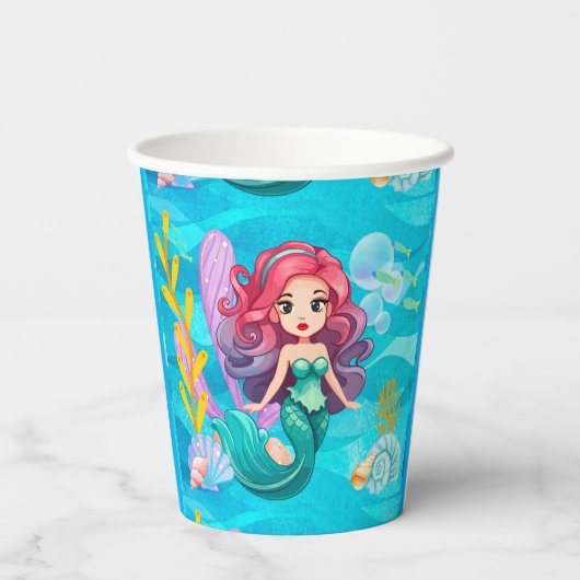 mystisches Sirenendesign Pappbecher (Rückseite)