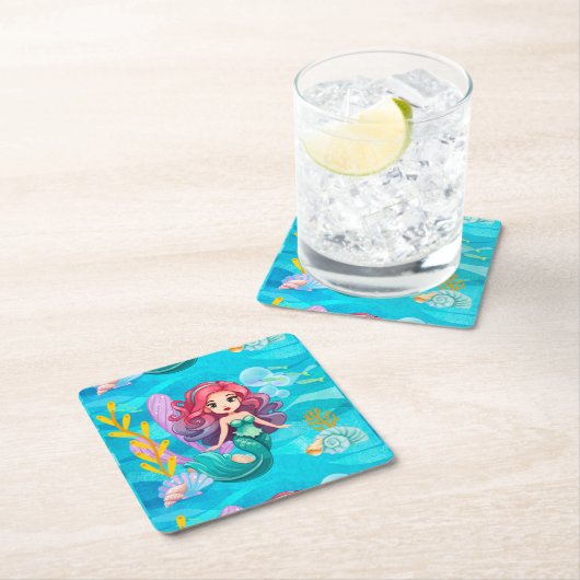 Mystisches Sirenendesign Rechteckiger Pappuntersetzer (Vor Ort)