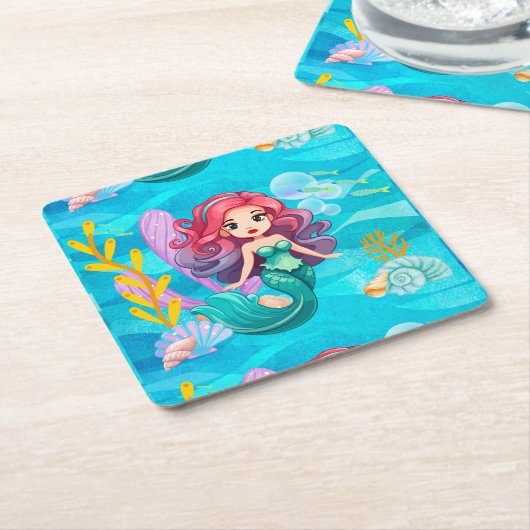 Mystisches Sirenendesign Rechteckiger Pappuntersetzer (angewinkelt)