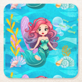 Mystisches Sirenendesign Rechteckiger Pappuntersetzer