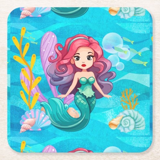 Mystisches Sirenendesign Rechteckiger Pappuntersetzer (Vorderseite)