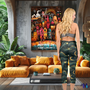Mystisches Sternenhimmelhimmel-Design Capri Leggings