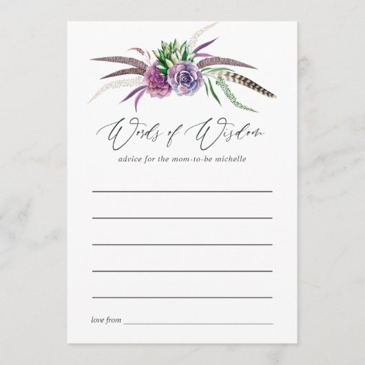 Mystisches Sukkulatur-Brautparty Hinweiskarte (Vorderseite)