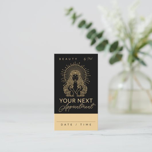 Mystisches Tarot Makeup Haarbängel Monogram Gold B Terminkarte (Stehend Vorderseite)