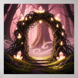 Mystisches Tor des verzauberten Waldlichts Poster