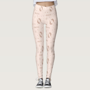 Mystisches Waage-Sternzeichenmuster in Braun und B Leggings