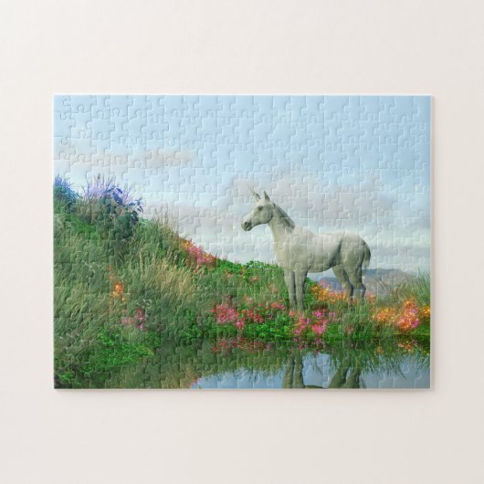 Mystisches Weißes Einhorn | Fantasie Puzzle (Horizontal)