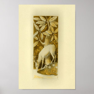 Mystisches Weißes Hirsch in Holz 1877 Print Poster