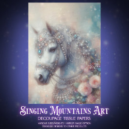 Mystisches Weißes Pferd Blumen Kunsthandwerk Decou Seidenpapier