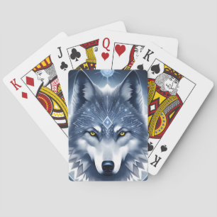 Mystisches Wolf-Porträt Kunst Spielkarten