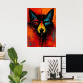 Mystisches Wolfsgesicht in Farbflächen Expressioni Poster (Heimbüro)