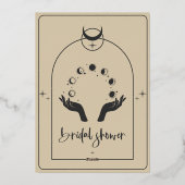 Mystisches Zodiac-Tarot Celestial-Brautparty Folieneinladung (Rückseite)