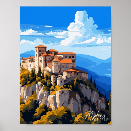 Mystras Greece Vintage-Reisebeispiele Poster (Vorne)