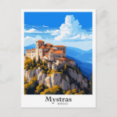 Mystras Greece Vintage Travel Illustration Postkarte (Vorderseite)