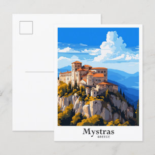 Mystras Griechenland Vintage Reiseillustration Postkarte