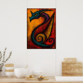 Mythic Dragon in Color Fields Expressionist Poster (Küche)