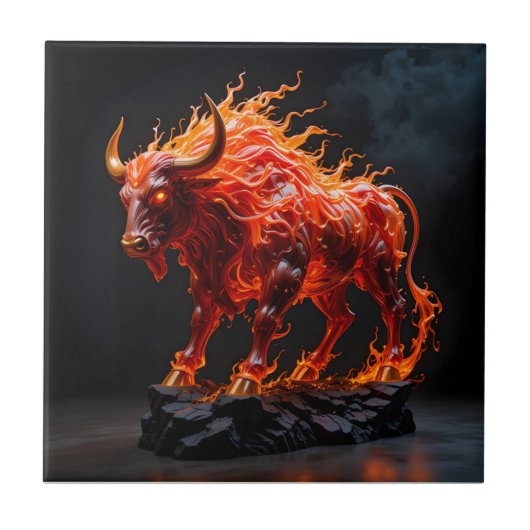 Mythic Fire Bull Fliese (Vorderseite)