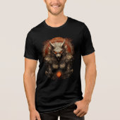Mythic Flame Wolf Warrior Art Print Tri-Blend Shirt (Vorderseite)