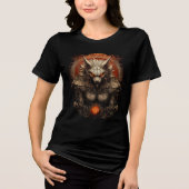 Mythic Flame Wolf Warrior Art Print Tri-Blend Shirt (Vorderseite)