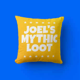 Mythic Loot Gamer Yellow White Boys Name Kissen