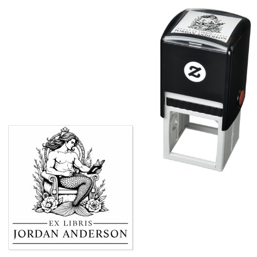 Mythic Masculine Merman Ex Libris Library Book Permastempel (Beispiel)