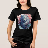 Mythic Moon Fox Spirit with Sakura Tri-Blend Shirt (Vorderseite)
