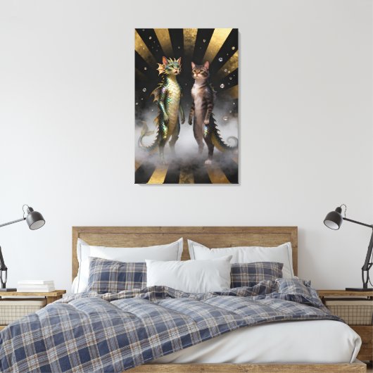 Mythical Cat-Dragon Creatures Leinwanddruck (Insitu (Schlafzimmer))