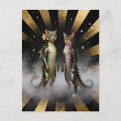 Mythical Cat-Dragon Creatures Postkarte (Vorderseite)