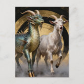 Mythical Dragon Goat Creatures Surprised Postkarte (Vorderseite)