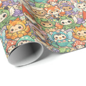 Mythical Friends Parade | Cute Pastel Magic Geschenkpapier (Rolleneckpunkt)