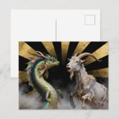 Mythical Goat-Dragon Creatures Surprised Postkarte (Vorne/Hinten)
