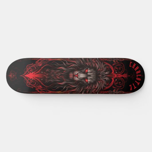Mythical Lion with Tribal Patterns Dark Fantasy Skateboard (Horizontal)