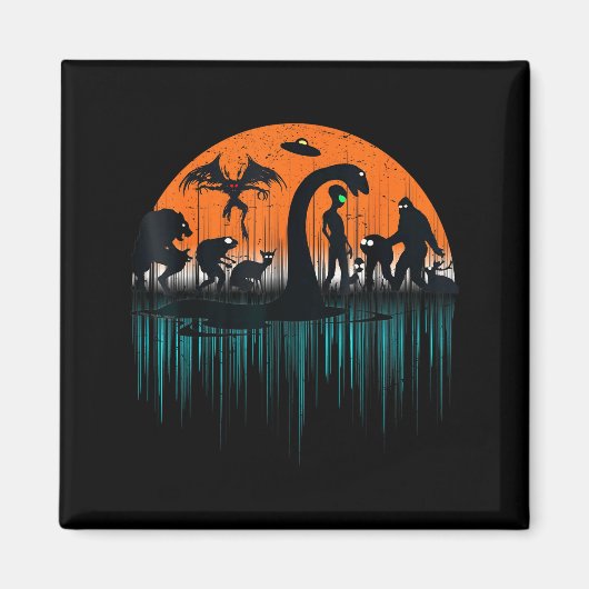 Mythical Loch Ness Bigfoot Mothman Aliens Funny Cr Magnet (Vorne)