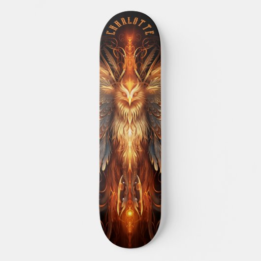 Mythical Phoenix with Tribal Patterns Dark Fantasy Skateboard (Vorderseite)