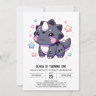 Mythical Simple Dinosaur 1. Geburtstag Einladung