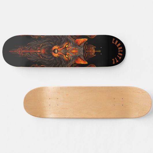 Mythical Werewolf Tribal Patterns Dark Fantasy Skateboard (Horizontal)