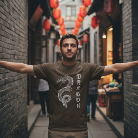 Mythical White Chinese Dragon Dracon T-Shirt