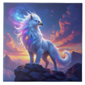 Mythical White Griffin on Top of the World Fliese (Vorderseite)