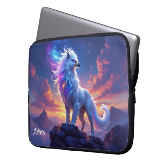 Mythical White Griffin on Top of the World Laptopschutzhülle (Vorderseite Links)
