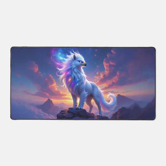 Mythical White Griffin on Top of the World Schreibtischunterlage (Vorderseite)