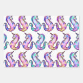 Mythisch Pink Aquamarin Unicorn Seepferd Wasserfar Geschenkpapier Set (Vorderseite 3)