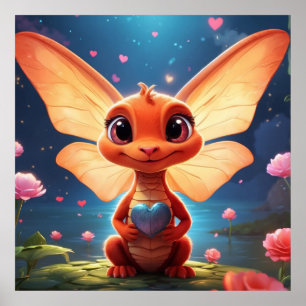 *~* Mythische AP48 Niedliche Baby Dragon Liebe Poster
